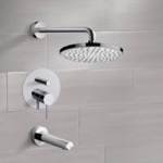 Remer TSF52 Chrome Tub and Shower Faucet Set With Rain Shower Head